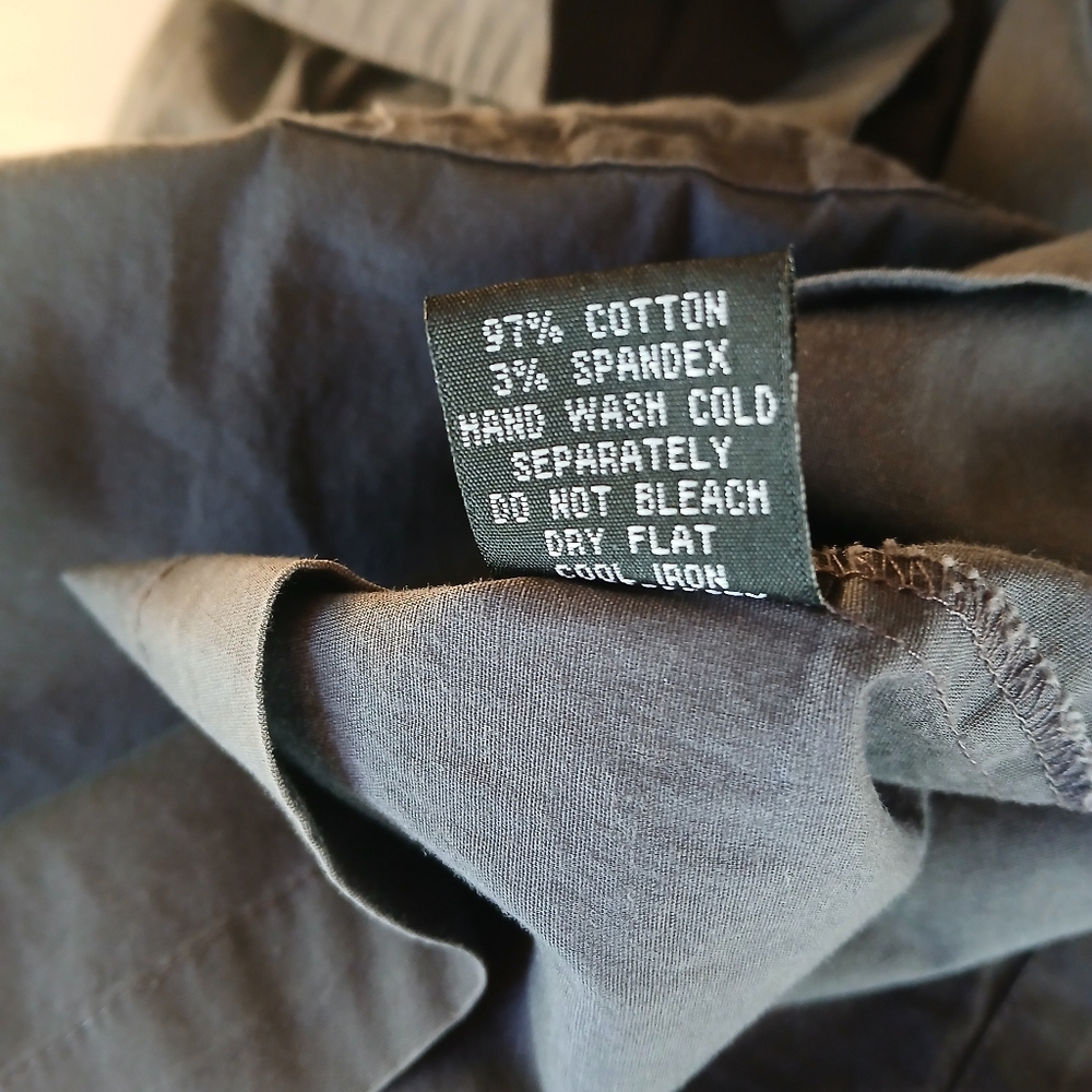 Lapis Gray Tie Waist Button Down Balloon Sleeve Shirt Size Large - Picture 8 of 8
